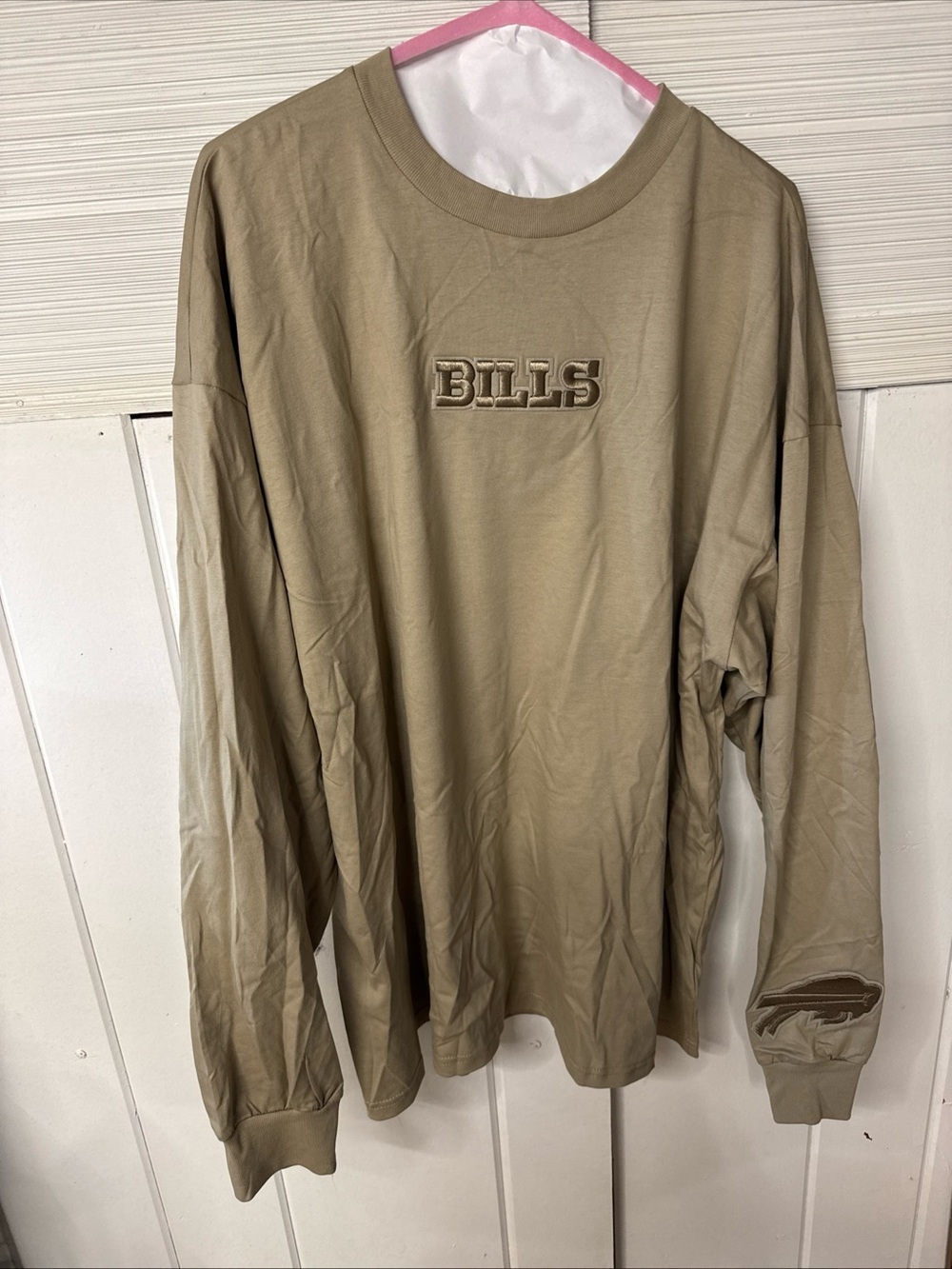 Men's Long Sleevet Crewneck Shirt Nike pro standard with buffalo bills logo Khak